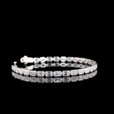 Lab-Grown 8.65 Carat Emerald F-VS1 Diamond 14K White Gold Tennis Bracelet