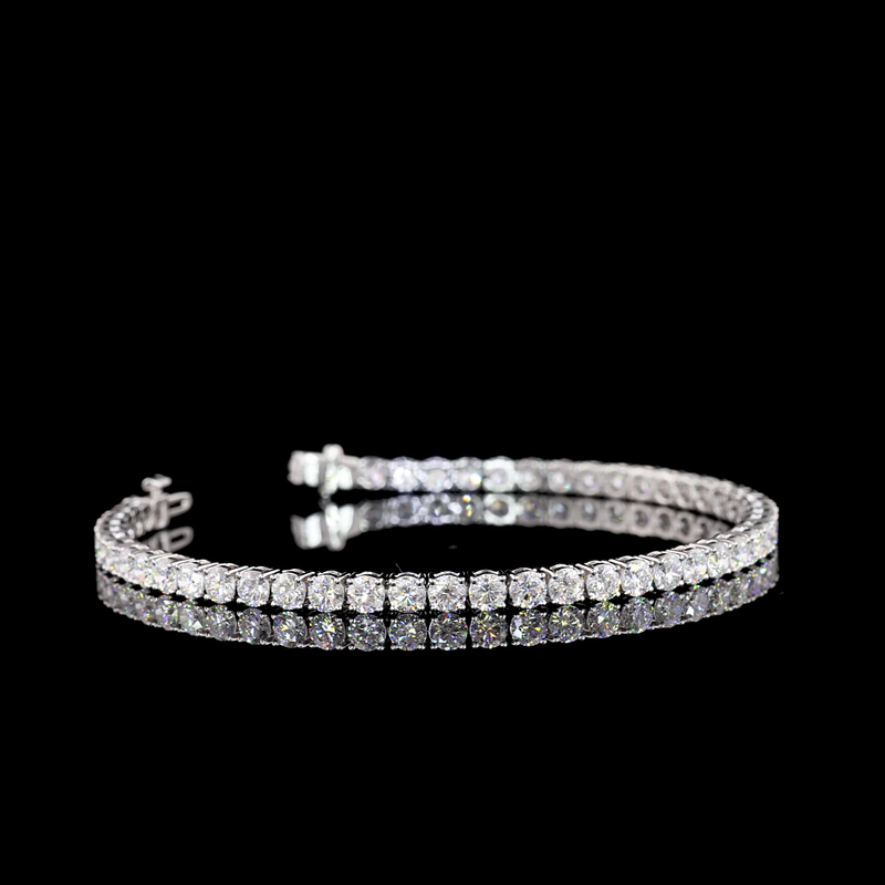 Lab-Grown 5.07 Carat Round F-VS2 Diamond 14K White Gold Tennis Bracelet