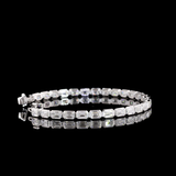 Lab-Grown 9.01 Carat Emerald E-VS1 Diamond 14K White Gold Tennis Bracelet