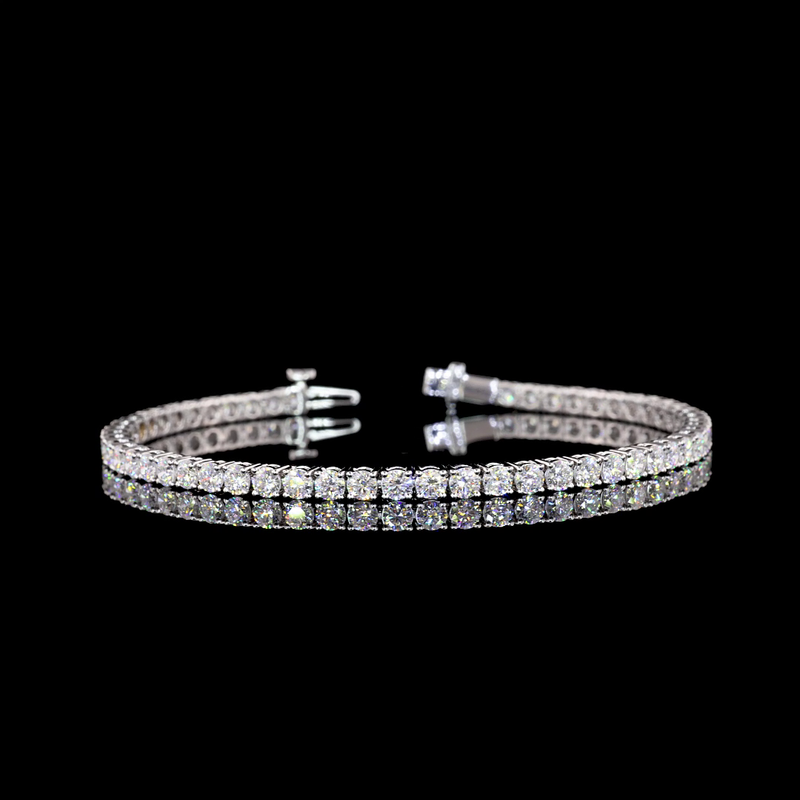 Lab-Grown 5.02 Carat Round F-VS2 Diamond 14K White Gold Tennis Bracelet