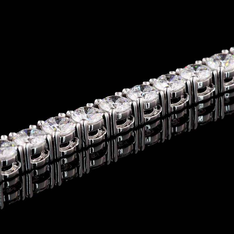 Lab-Grown 4.95 Carat Round F-VS2 Diamond 14K White Gold Tennis Bracelet