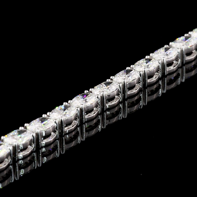 Lab-Grown 5.26 Carat Oval F-VS1 Diamond 14K White Gold Tennis Bracelet