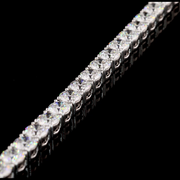 Lab-Grown 8.07 Carat Round E-VS1 Diamond 14K White Gold Tennis Bracelet