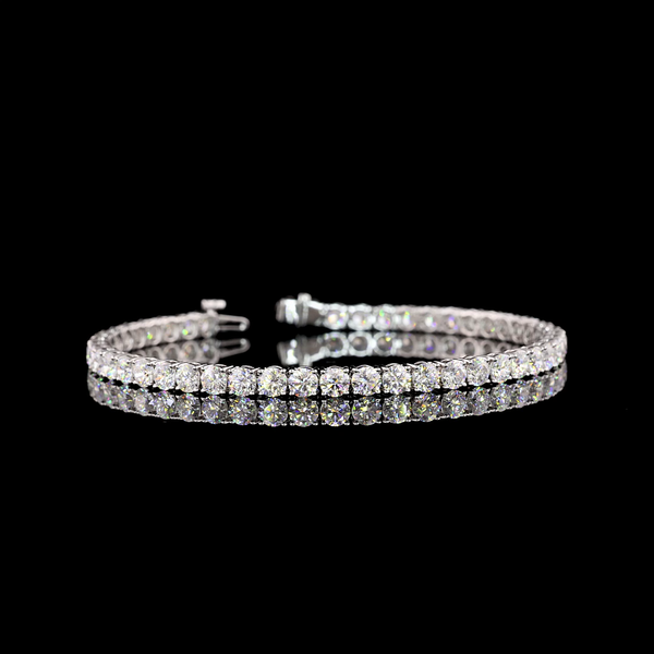 Lab-Grown 8.07 Carat Round E-VS1 Diamond 14K White Gold Tennis Bracelet