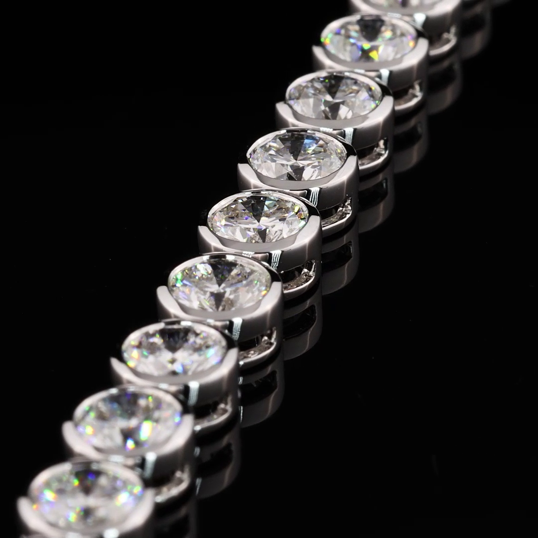 Lab-Grown 10.17 Carat Round F-VS2 Diamond 14K White Gold Tennis Bracelet