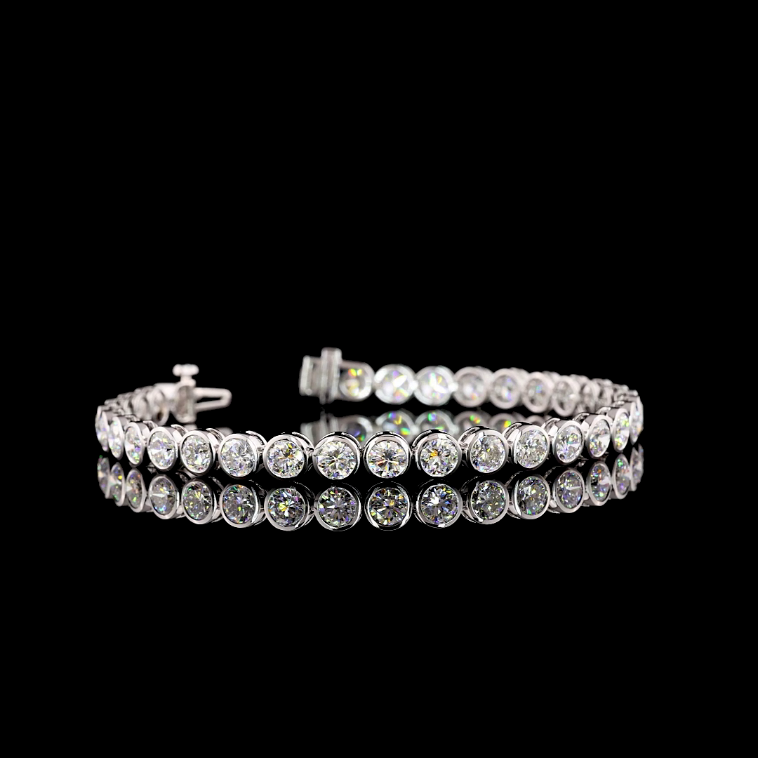 Lab-Grown 10.17 Carat Round F-VS2 Diamond 14K White Gold Tennis Bracelet