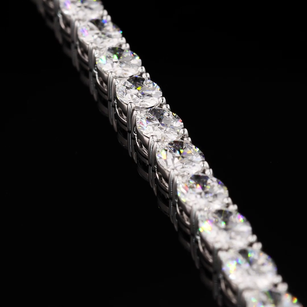 Lab-Grown 10.87 Carat Oval E-VVS2 Diamond 14K White Gold Tennis Bracelet