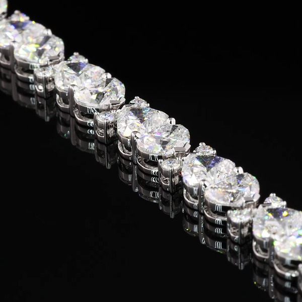 Lab-Grown 12.07 Carat MIX D-VVS2 Diamond 14K White Gold Tennis Bracelet
