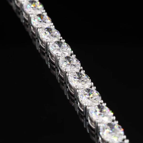 Lab-Grown 10.15 Carat Oval F-VS1 Diamond 14K White Gold Tennis Bracelet