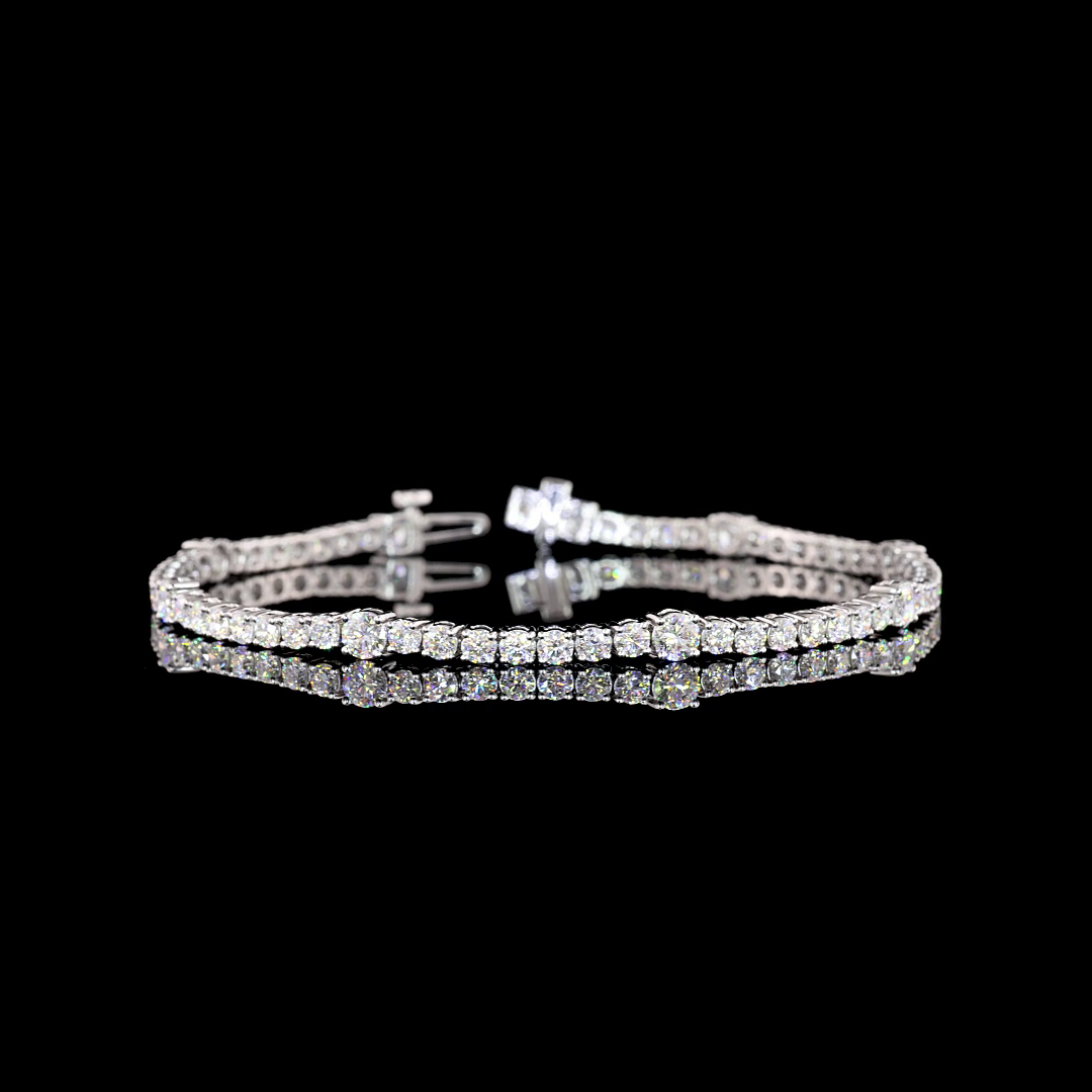 Lab-Grown 4.31 Carat Round F-VS2 Diamond 14K White Gold Station Line Tennis Brac