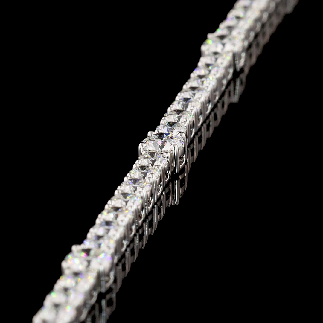 Lab-Grown 4.31 Carat Round F-VS2 Diamond 14K White Gold Station Line Tennis Brac