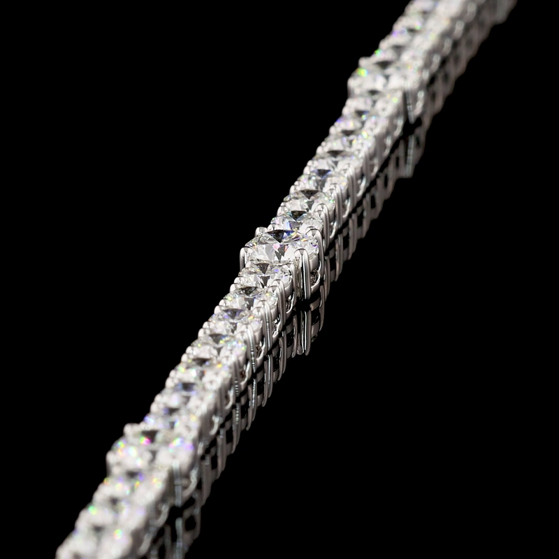 Lab-Grown 4.31 Carat Round F-VS2 Diamond 14K White Gold Station Line Tennis Bracelet