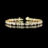 Lab-Grown 7.90 Carat MIX F-VS1 Diamond 14K Yellow Gold Tennis Bracelet