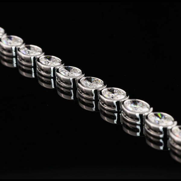 Lab-Grown 10.28 Carat Oval F-VVS2 Diamond 14K White Gold Tennis Bracelet