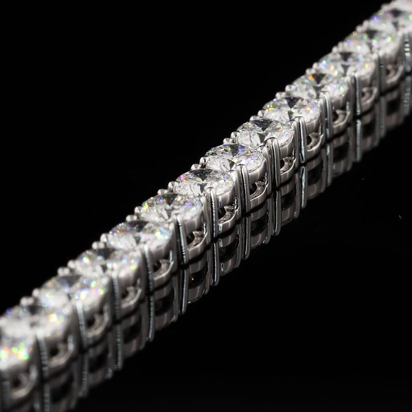 Lab-Grown 7.09 Carat Round F-VS2 Diamond 14K White Gold Tennis Bracelet