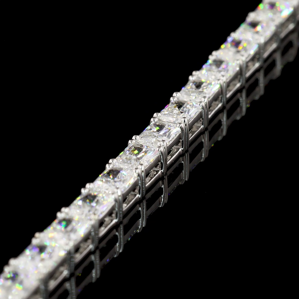 Lab-Grown 7.00 Carat Radiant E-VS1 Diamond 14K White Gold Tennis Bracelet