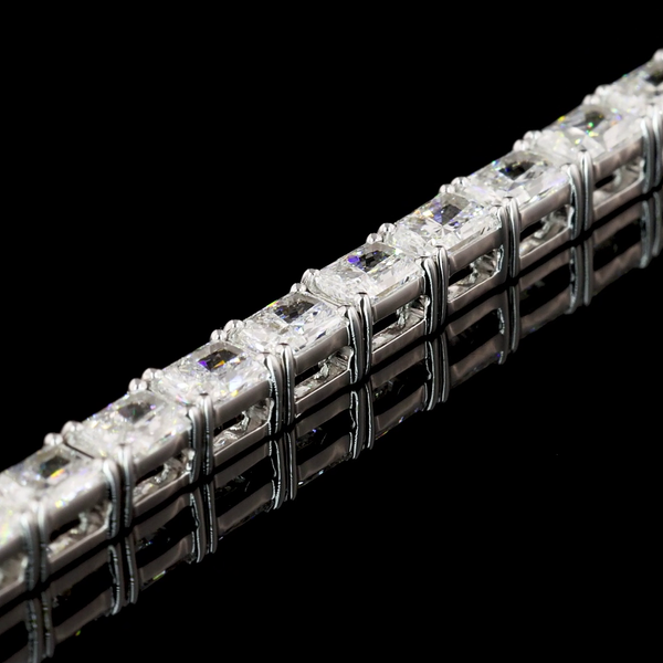Lab-Grown 4.93 Carat Radiant F-VS1 Diamond 14K White Gold Tennis Bracelet