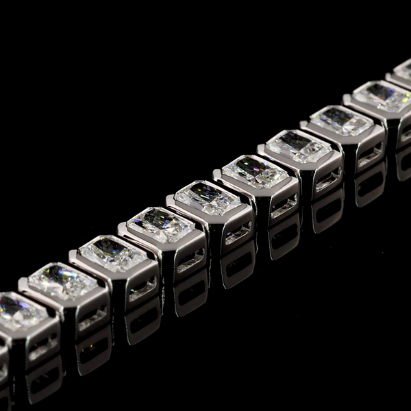 Lab-Grown 6.98 Carat Radiant F-VS1 Diamond 14K White Gold Tennis Bracelet