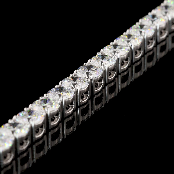 Lab-Grown 7.10 Carat Round F-VS2 Diamond 14K White Gold Tennis Bracelet