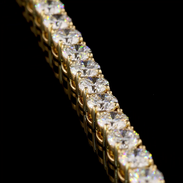 Lab-Grown 7.26 Carat Round F-VS2 Diamond 14K Yellow Gold Tennis Bracelet