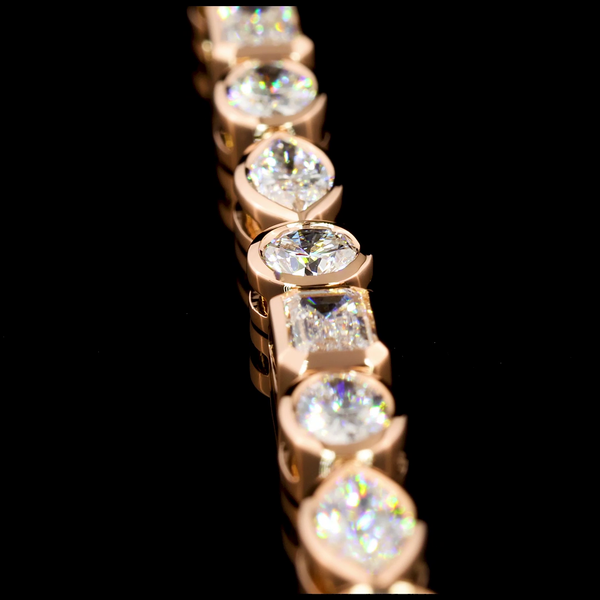 Lab-Grown 8.09 Carat MIX F-VS1 Diamond 14K Rose Gold Tennis Bracelet