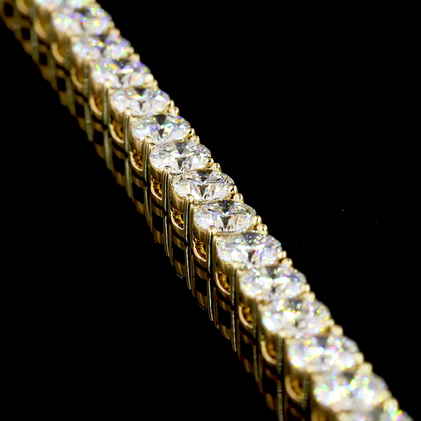 Lab-Grown 7.12 Carat Round F-VS2 Diamond 14K Yellow Gold Tennis Bracelet