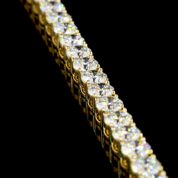 Lab-Grown 7.11 Carat Round F-VS2 Diamond 14K Yellow Gold Tennis Bracelet