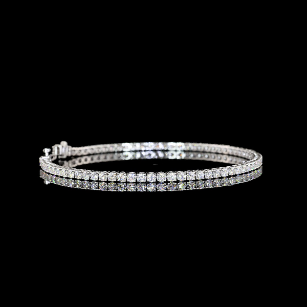 Lab-Grown 3.18 Carat Round F-VS2 Diamond 14K White Gold Tennis Bracelet