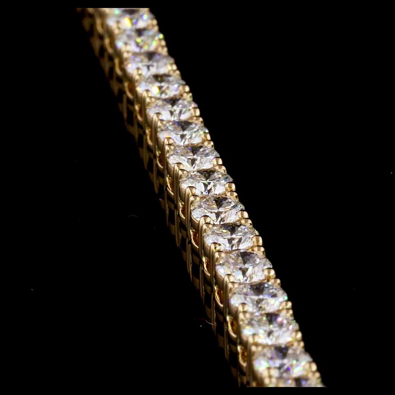 Lab-Grown 5.25 Carat Round F-VS2 Diamond 14K Yellow Gold Tennis Bracelet