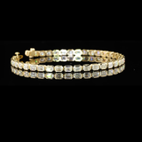 Lab-Grown 4.90 Carat Emerald E-VS1 Diamond 14K Yellow Gold Tennis Bracelet
