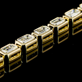 Lab-Grown 5.17 Carat Emerald F-VS1 Diamond 14K Yellow Gold Tennis Bracelet