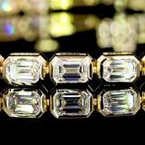Lab-Grown 5.12 Carat Emerald F-VS1 Diamond 14K Yellow Gold Tennis Bracelet