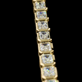 Lab-Grown 6.82 Carat Emerald E-VS1 Diamond 14K Yellow Gold Tennis Bracelet