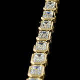Lab-Grown 6.80 Carat Emerald E-VS1 Diamond 14K Yellow Gold Tennis Bracelet