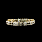 Lab-Grown 6.80 Carat Emerald E-VS1 Diamond 14K Yellow Gold Tennis Bracelet