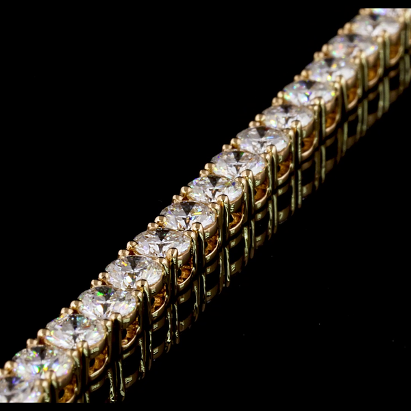 Lab-Grown 5.23 Carat Round F-VS2 Diamond 14K Yellow Gold Tennis Bracelet