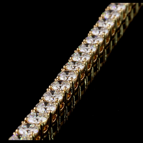 Lab-Grown 5.20 Carat Round F-VS2 Diamond 14K Yellow Gold Tennis Bracelet