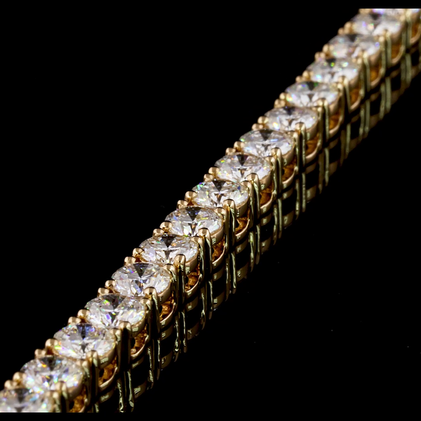 Lab-Grown 5.19 Carat Round F-VS2 Diamond 14K Yellow Gold Tennis Bracelet