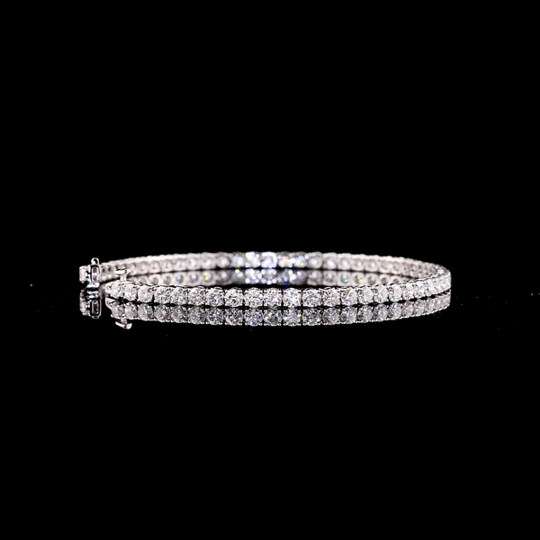 Lab-Grown 5.26 Carat Round F-VS2 Diamond 14K White Gold Tennis Bracelet