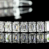 Lab-Grown 8.09 Carat Emerald F-VS1 Diamond 14K White Gold Tennis Bracelet