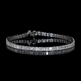 Lab-Grown 10.63 Carat Emerald F-VS2 Diamond 14K White Gold Tennis Bracelet