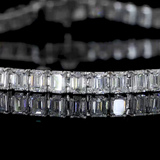 Lab-Grown 15.22 Carat Emerald F-VS1 Diamond 14K White Gold Tennis Bracelet