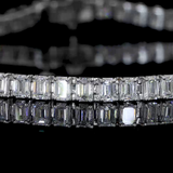 Lab-Grown 15.13 Carat Emerald - Diamond 14K White Gold Tennis Bracelet