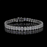 Lab-Grown 7.21 Carat Oval F-VS2 Diamond 14K White Gold Tennis Bracelet