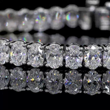 Lab-Grown 19.81 Carat Oval F-VS2 Diamond 14K White Gold Tennis Bracelet