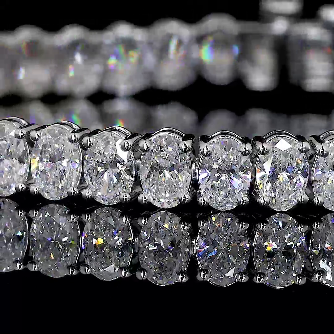 Lab-Grown 4.88 Carat Oval F-VS2 Diamond 14K White Gold Tennis Bracelet
