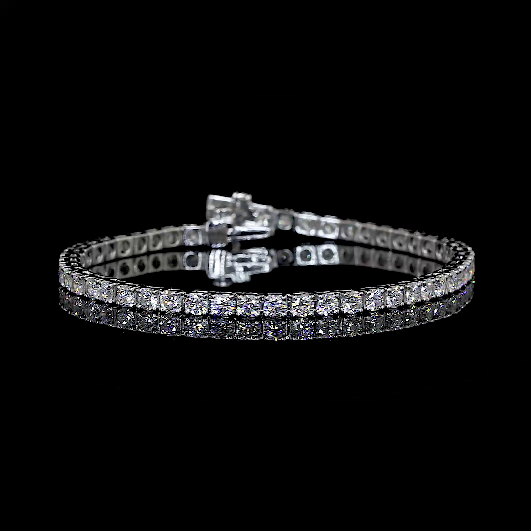 Lab-Grown 3.18 Carat Round F-VS2 Diamond 14K White Gold Tennis Bracelet