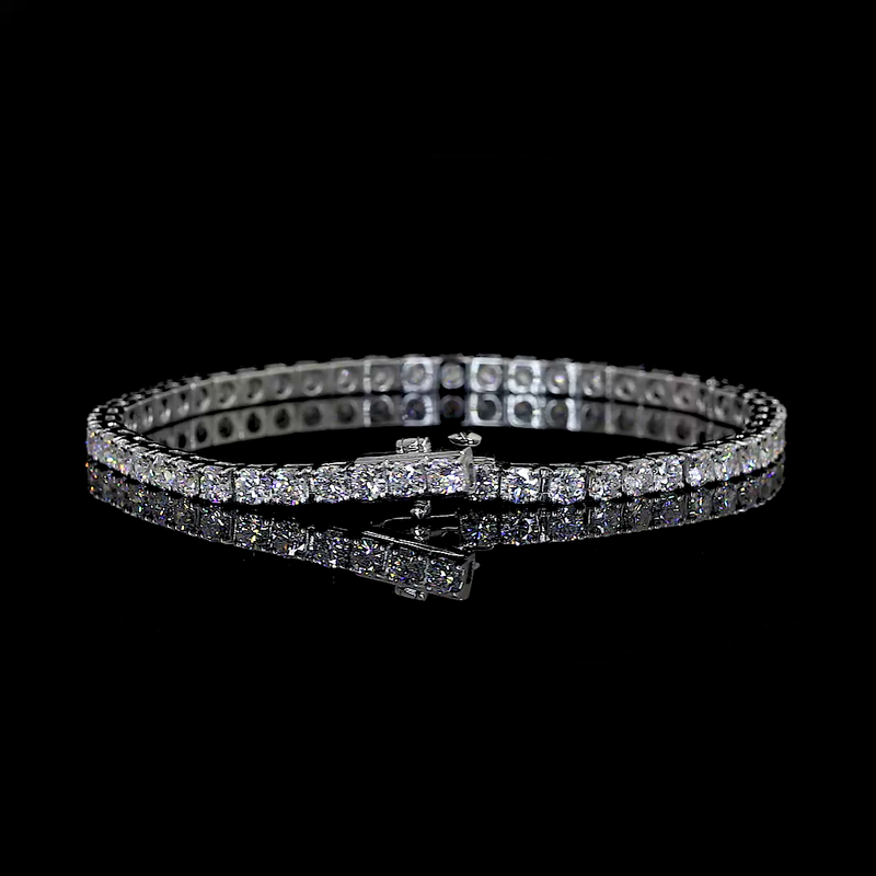 Lab-Grown 10.31 Carat Round F-VS2 Diamond 14K White Gold Tennis Bracelet