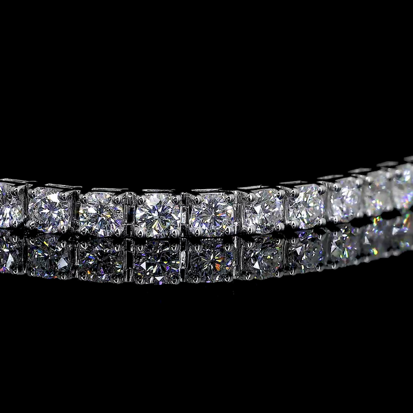 Lab-Grown 10.29 Carat Round F-VS2 Diamond 14K White Gold Tennis Bracelet