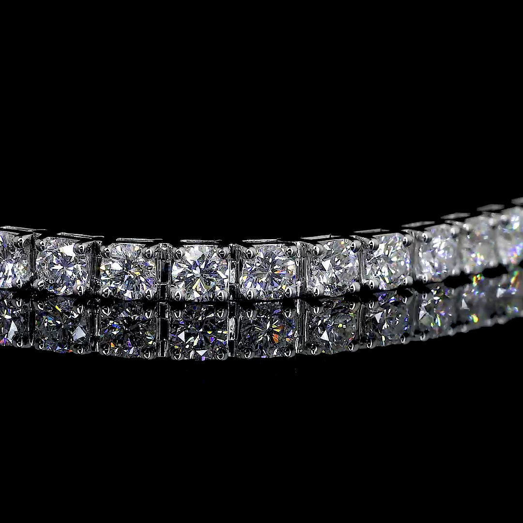 Lab-Grown 3.18 Carat Round F-VS2 Diamond 14K White Gold Tennis Bracelet